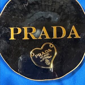 Beautiful black and gold Upcycled Prada heart charm